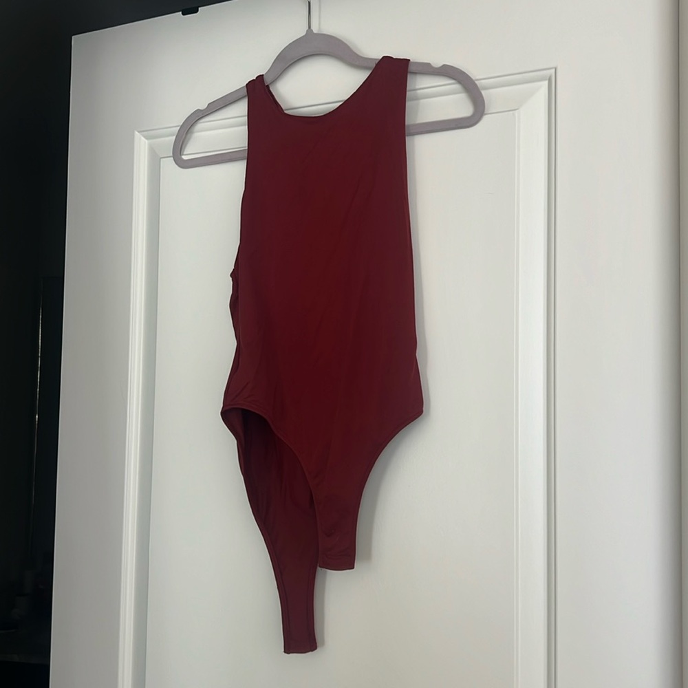 Zara high neck bodysuit maroon